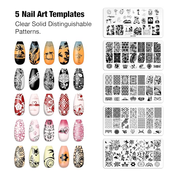 8PCS Nail Art Stamper Clear Silicone Nails Stamping Jelly with Scraper Transparent Visible Body DIY Manicure Nail Art Tool O