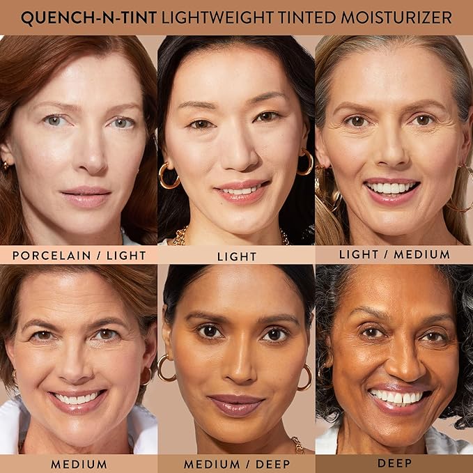 LAURA GELLER NEW YORK Quench-n-Tint Hydrating Foundation - Medium/Deep - Sheer to Light Buildable Coverage - Natural Glow Finish - Lightweight Formula with Hyaluronic Acid