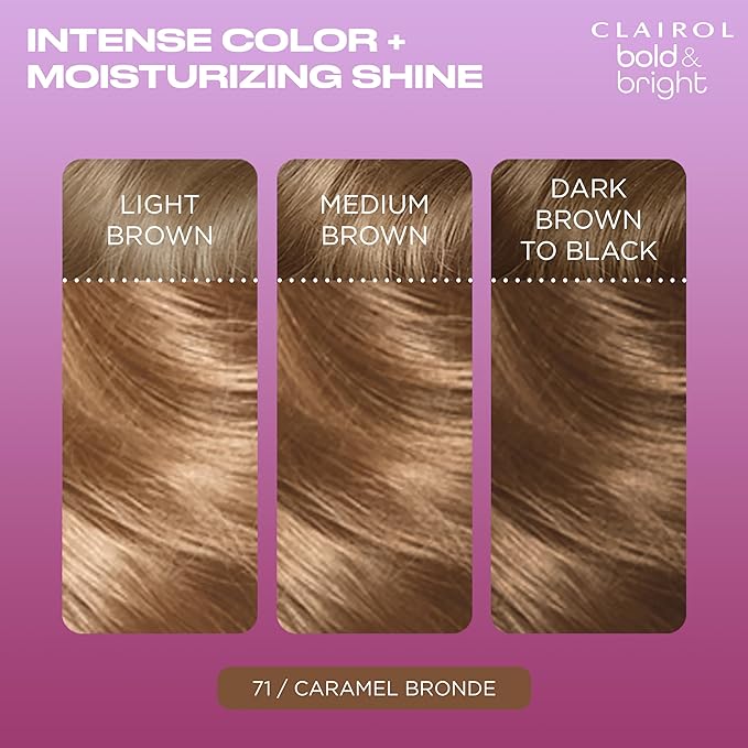 Clairol Bold & Bright Permanent Hair Dye, 71 Caramel Bronde Hair Color, Pack of 1