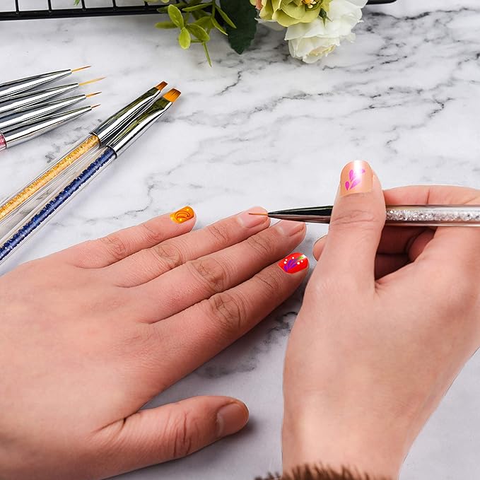 8 Pieces Designs Brushes for Nail Art Resin Palette Gel Design Nail Art Dotting Tools Nail Gel Painting Brush Mixing Palette Nail Art Equipment