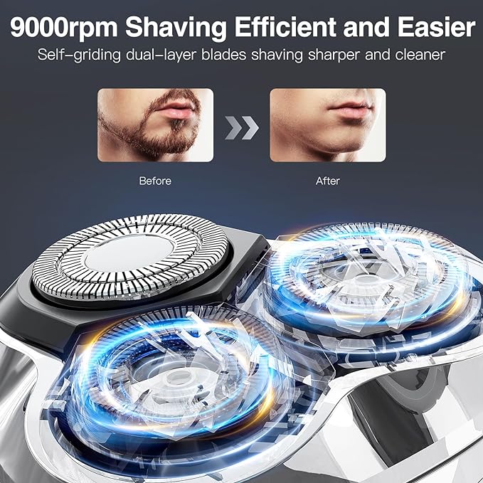 Electric Razor for Men, Men’s Electric Shavers, Wet & Dry Shaver with Pop-up Trimmer, USB-C Rechargeable Waterproof Portable Shaver with LCD Display/Travel Organizer/Travel Lock Ideal Men Gift