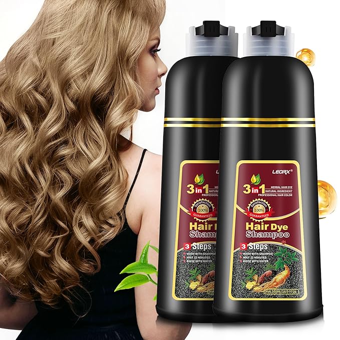 2 Pack Hair Dye shampoo, Leorx Chestnut Brown 3 In 1 Color Shampoo Instant Herbal Coloring Shampoo Refresh Hair For Women&Men - Tintes Para El Cabello Profesional