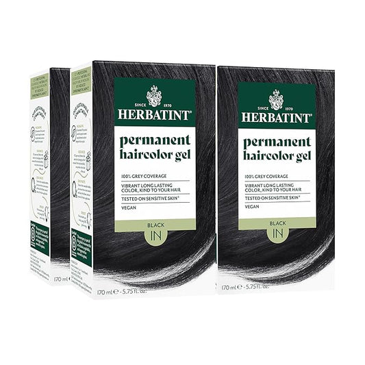 Herbatint Permanent Hair Dye - 1N Black - For Up To 100% Gray Coverage of Resistant Gray Hair - Ammonia-Free, Alcohol-Free & Vegan - Salon Influenced Hair color 5.75 fl oz (4 Pack)
