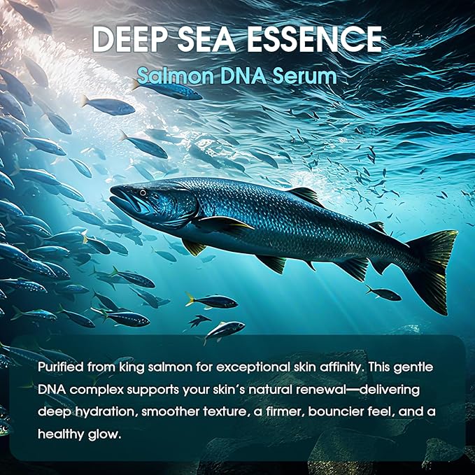 Salmon DNA PDRN Serum,99% Salmon DNA PDRN Ampoule,Anti-wrinkle, Anti-aging, Brightening, Moisturizing and repairing with Collagen, Glutathione, Hyaluronic Acids & Snail Serum,0.05 fl.oz x 30e