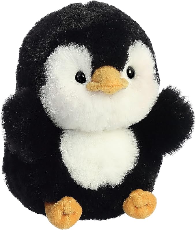 Aurora® Playful Rolly Pet™ Peewee Penguin™ Stuffed Animal - Compact Size for On-The-Go Fun - for Adults, Kids, Birthdays, and Anniversaries - Black 5 Inches