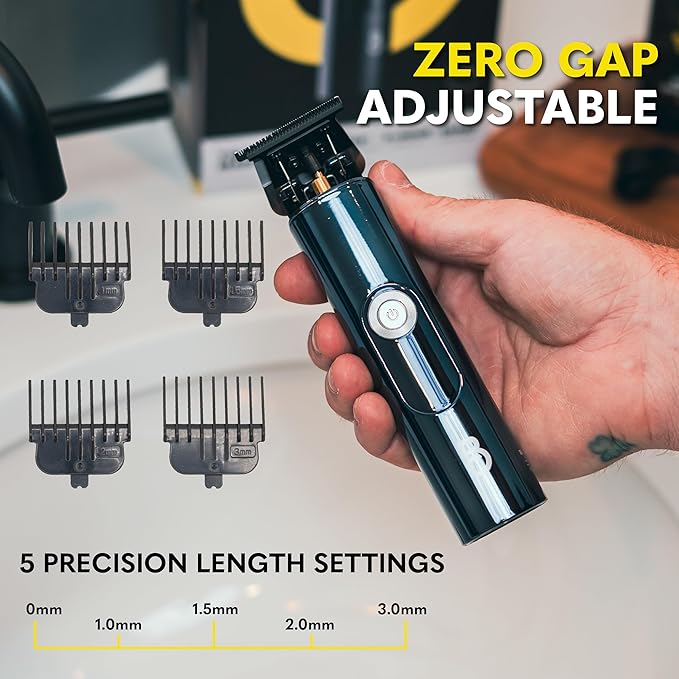 The Beard Club Professional T-Blade Beard Trimmer for Men with Straight Razor - Barber Electric Shaver & Hair Clippers for Men – Zero Gapped Cordless Hair Trimmer & Edger, Line Up Grooming Kit