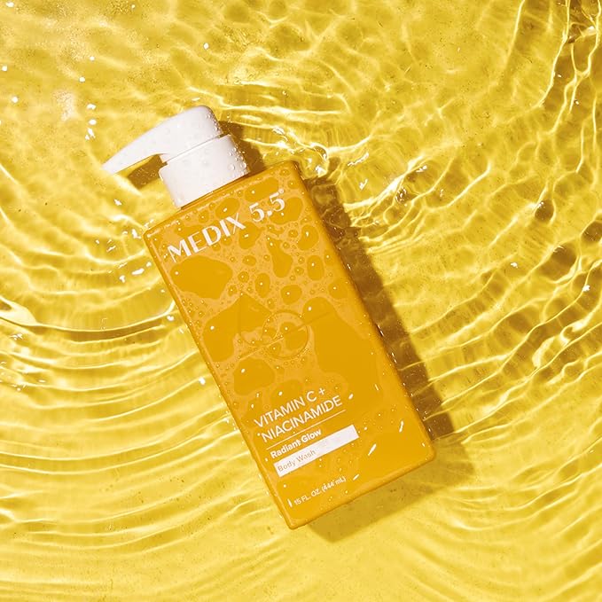Medix 5.5 Radiant Glow Vitamin C Body Wash W/Niacinamide | Citrus Scented Gentle Body & Face Cleanser For Women, Men, Dry Skin, & Smoother-Looking Skin | Removes Dirt, Oil, & Impurities, 15 Fl Oz