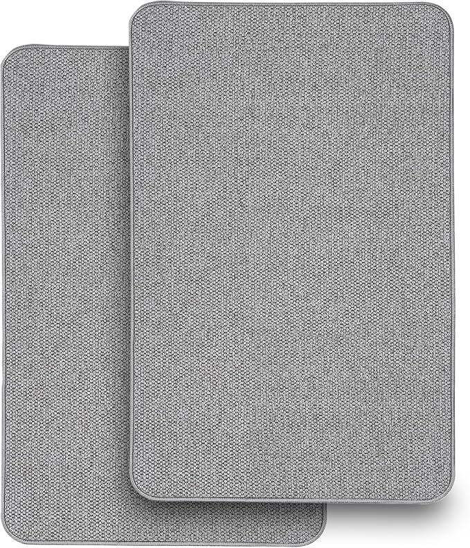 2 Pack Bathroom Rugs 17x27Inch, Thin Bath Mat with Rubber Backing Non-Slip, Absorbent,Quick Dry Machine Washable, Home Decor Accessories Cozy Cloth Bathroom Mat fit Under Door/Sink/Tub/Shower-Gray