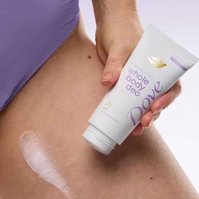 Dove Whole Body Deo Aluminum Free pH Balancing Cream Deodorant Coconut & Vanilla for 72h Odor Control 2.5 oz