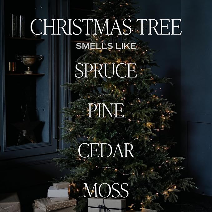 Sweet Water Decor Christmas Tree Candle - Pine Needles, Cedarwood, Cypress, and Evergreen Soy Holiday Scented Candles for Home - 9oz Clear Jar Candle, 40+ Hour Burn Time, Made in The USA