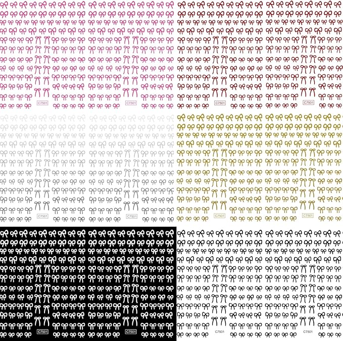 12 Sheets Self-Adhesive Bow Nail Stickers - 3D Decals for Nail Art - Black, White, Pink - DIY Manicure Decorations for Women & Girls