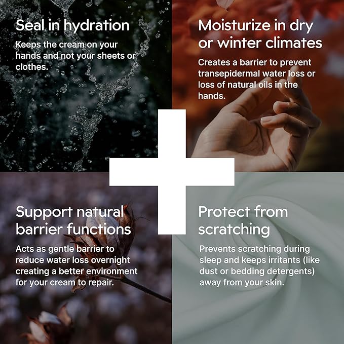 Clearbody Organics 100% Organic Cotton Gloves - 5 Pairs of White Gloves, M - Hand Moisturizer - Sleeping Mitts for Dry Hands - Washable Cotton Liners for Men & Women