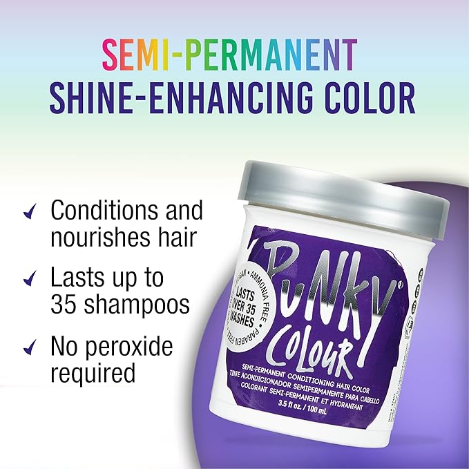 Punky Plum Semi Permanent Hair Color - Vegan & Cruelty-Free Conditioning Hair Dye, Lasts Up to 35 Washes, 3.5 fl oz