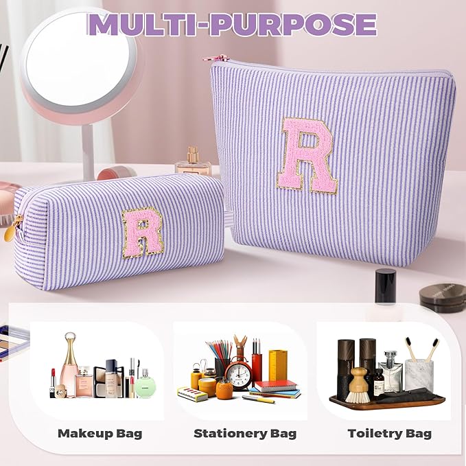 Personalized Anniversary Wife's Birthday Gifts,Mothers Day Gifts for Women,Wife Gifts from Husband,Cool Birthday Gifts for Wife,Makeup Bag Set Cosmetic Bag for Teen Girls - Lavender,R