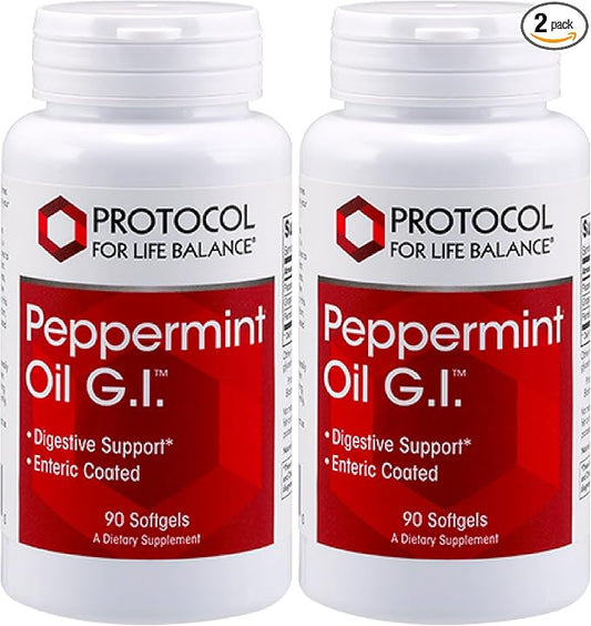 Protocol Peppermint G.I. - for Digestive Health Support* - with Peppermint, Ginger Oil & Fennel Oil - Enteric-Coated - Dairy Free & Halal - 90 Softgels (Pack of 2)