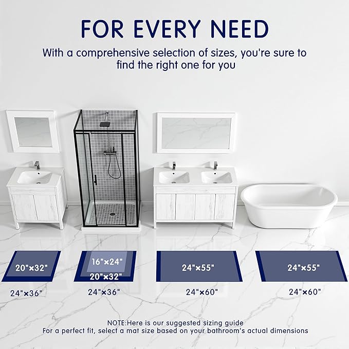 SUBRTEX Bathroom Rugs, 24" x 60" Chenille Bath Rug Soft Short Plush Bath Mat Soft Shower Mat Water Absorbent Shower Mat Quick Dry Machine Washable, Brown