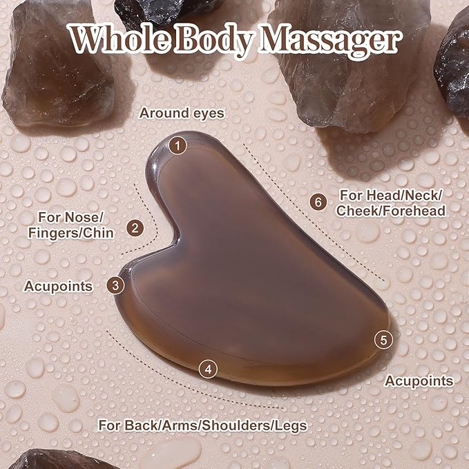 rosenice Gua Sha Facial Tools Gua Sha Agate Stone for Face Skincare Facial Body for Gray
