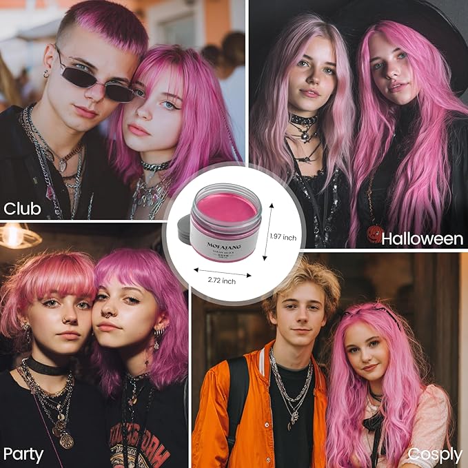 Light Pink Temporary Hair Color Wax - SOVONCARE Washable Hair Dye for Men & Women, All-Day Hold Disposable Hair Styling Clays for Party, Cosplay & Daily 4.23 oz