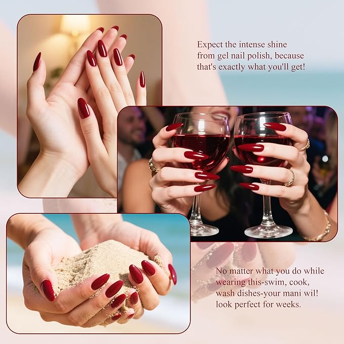 Artdone Gel Nail Polish Hema-free Solid Color Dark Red For All Seasons Neutral Soak Off LED Lamp Needed For Manicure Nail Art