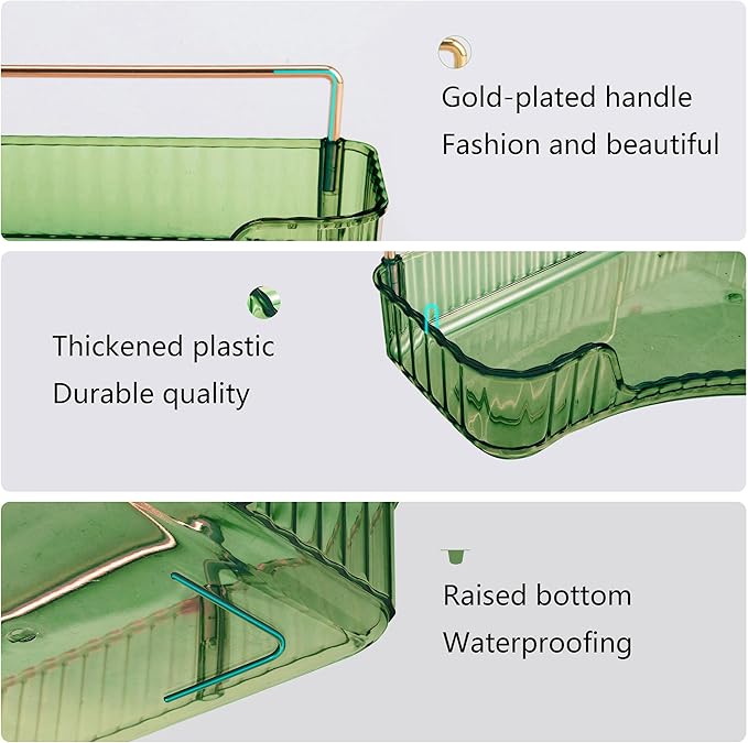 YCIA&DONE Corner Bathroom Counter Organizer, Makeup Organizer for Vanity, Skincare Cosmetic Perfume Tray, Corner Countertop Shelf Rack Storage for Bathroom Kitchen 1 Tier (Vintage Green)