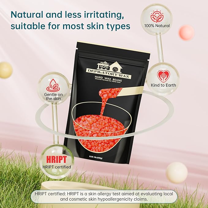 Lifestance Hard Wax Beads, 1lb Strawberry Red for Coarse Hair Removal, Painless Bikini and Body Waxing for Fine Hair - Wax Warmers at Home for Women and Men