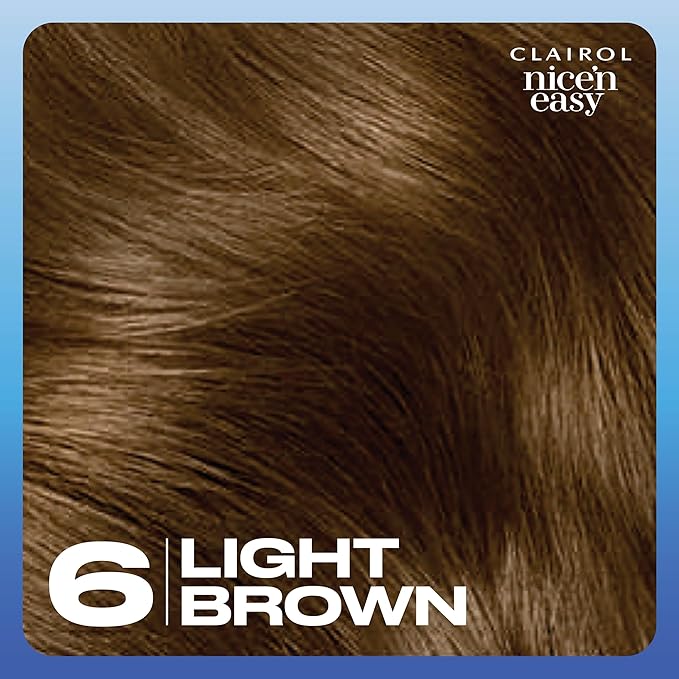 Clairol Nice'n Easy Permanent Hair Dye, 6 Light Brown Hair Color, Pack of 1