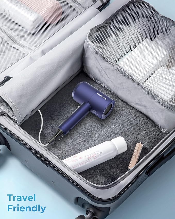 SHRATE Lightweight Ionic Hair Dryer with Diffuser - Powerful 1800W Blow Dryer for Fast Drying - Professional Low Noise Mini Hair Dryer for Travel, Gifts, Hair Styling