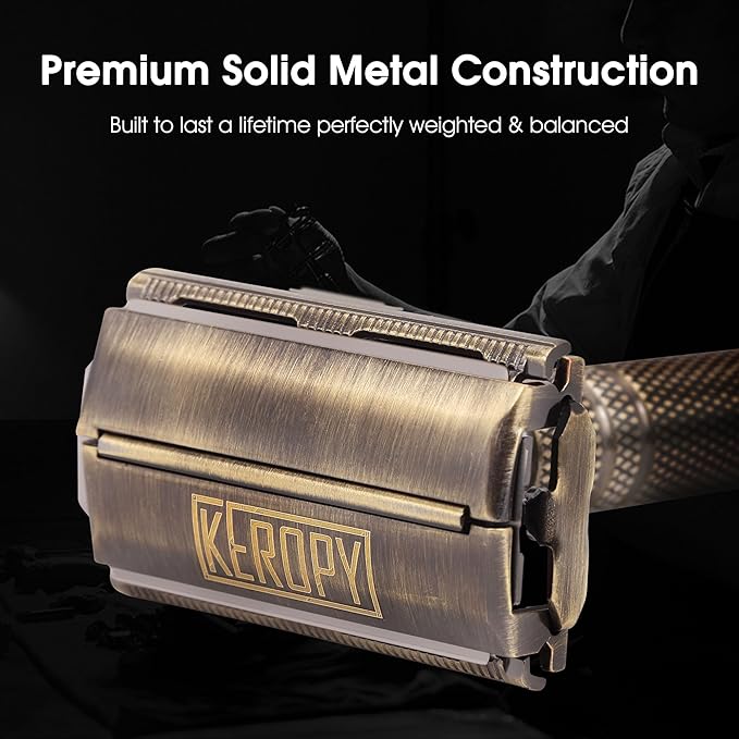 Premium Brass Double Edge Safety Razor Kit - Luxury Christmas Gifts for Him, Dad, Boyfriend - Heavy, Anti-Rusted Shaver, Perfect Holiday Stocking Stuffer for a Classic Wet Shave - Bronze