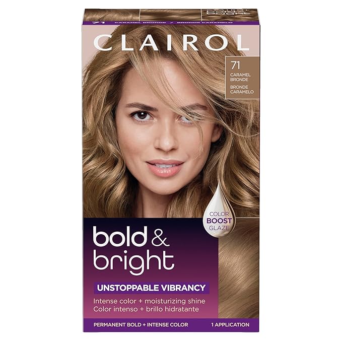 Clairol Bold & Bright Permanent Hair Dye, 71 Caramel Bronde Hair Color, Pack of 1