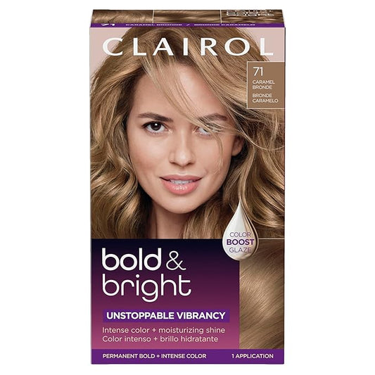 Clairol Bold & Bright Permanent Hair Dye, 71 Caramel Bronde Hair Color, Pack of 1