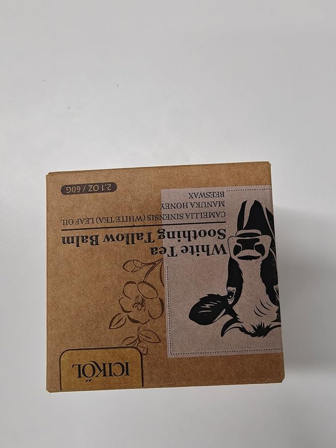 Organic Beef Tallow Honey Balm, Handmade Moisturizer Beef Tallow for Face and Body, Grass Fed Beef Tallow for Dry Skin, Pure Natural Cream with White Tea Scent, 2.1oz