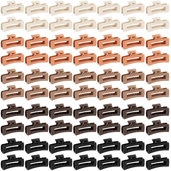 XunYee 100 Pcs Hair Claw Clips Bulk Large Square Jaw Headwear Clips Set for Women Nonslip Rectangle Hair Accessories Clip for Girl Women Gifts Beauty(4.1'',Classic Colors)