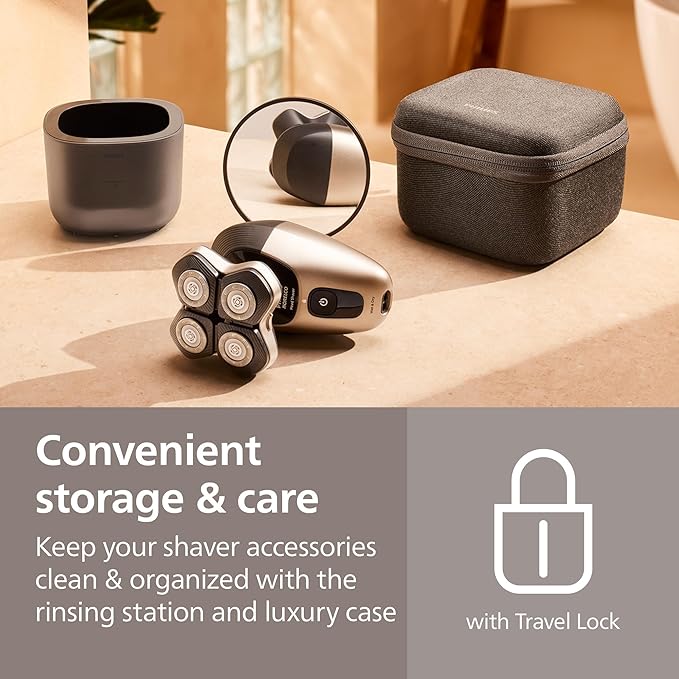 Philips Norelco Head Shaver Pro 9000 Series - Skull Shaver for Men and Women, 360° Flexing Head & ComfortCut Blades for Clean Shave, Gentle on Skin, Model HS9980/40