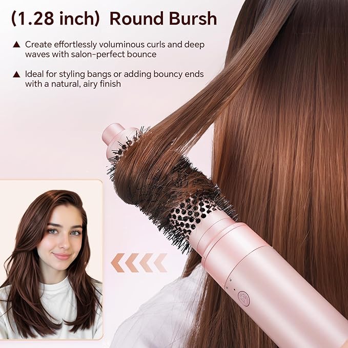 5 in 1 Hot Air Styler, Hair Dryer Brush with Auto Wrap Curler, 110,000 RPM High-Speed Blow Dryer Styler, Frizz-Free Styling for All Hair Types-Straight, Wavy & Curly, No Heat Damage, 1200W