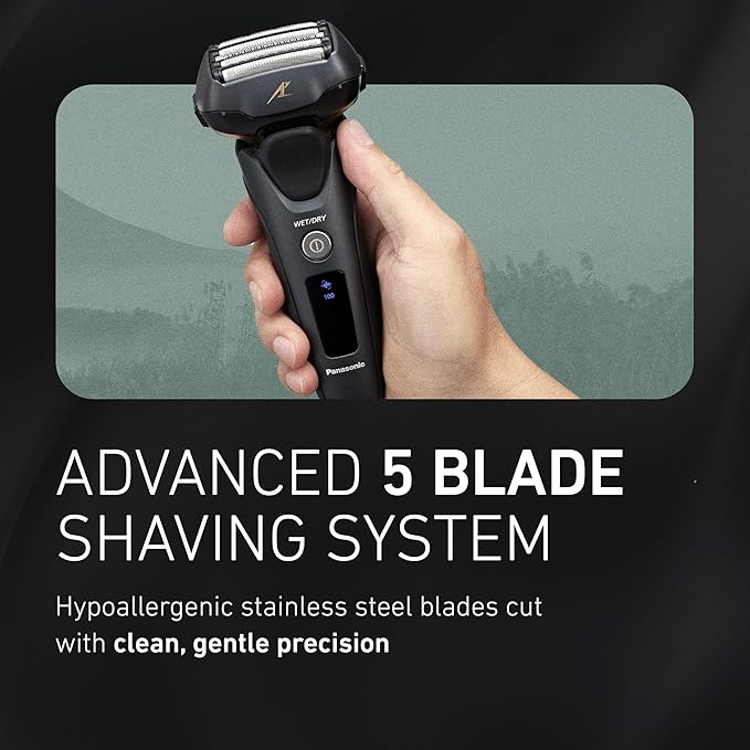 Panasonic Electric Razor for Men, Electric Shaver for Men, ARC5 with Premium Automatic Cleaning and Charging Station, Wet Dry Shaver, Cordless Razor, with Pop-Up Trimmer ES-LV97-K, Black