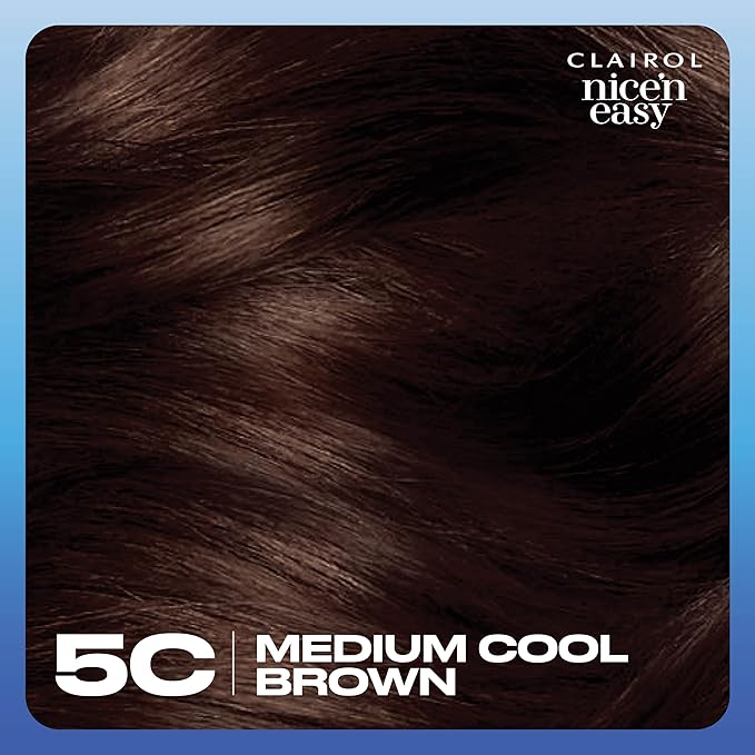 Clairol Nice'n Easy Permanent Hair Dye, 5C Medium Cool Brown Hair Color, Pack of 1