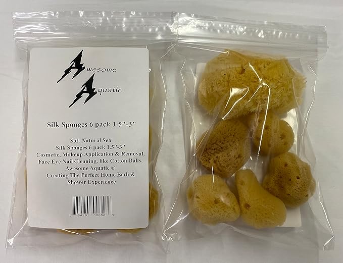 Soft Natural 6 Silk Sponges 1.5"-3" Cosmetic Makeup Application Removal Face Eye Nail Cleaning Like Cotton Balls Awesome Aquatic Creating The Perfect Home Bath & Shower Experience