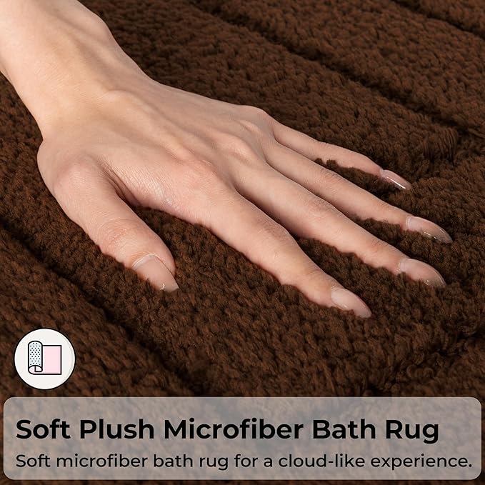 GRANNY SAYS Bathroom Rugs Sets 2 Piece,Soft Bath Mats for Bathroom, Bath Rugs Non Slip Washable, Absorbent Bath Rug for Tub, Shower and Toilet, Bath Mat Set (Brown, 20" x 32" + 16" x 24")