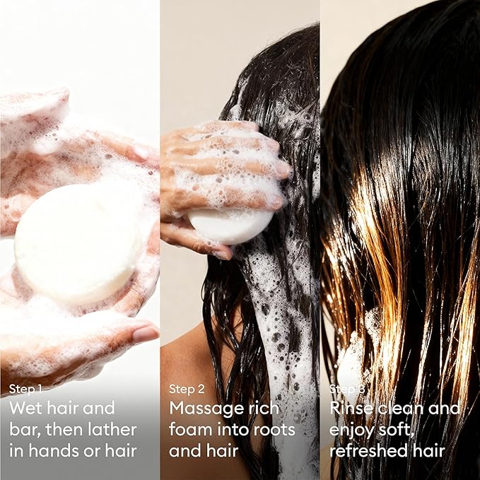 Vove Complete Hair & Body Bar Set with Storage Bags, 3 Bars: Shampoo, Conditioner & Body Wash with Rice Protein & Cocoa Butter, Vanilla Cedar & Neroli, Plastic-Free, Moisturizing & Strengthening