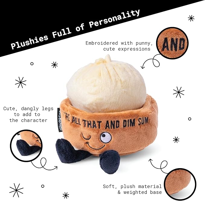 Punchkins Dim Sum Plushie - You're All That and Dim Sum Punny Food Plush, Gift for Food Lovers, Plush Toy for Gifting
