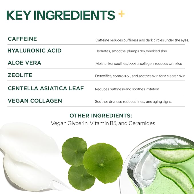 Under Eye Patches For Puffy Eyes and Dark Circles - Caffeine, Collagen & Zeolite - 3-in-1: Detox, Treat, Boost - Dermatologist Tested, Anti-Aging, Anti wrinkle Patches- 10 Pairs