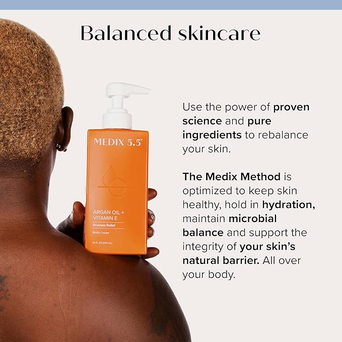 Medix 5.5 Argan Oil Cream + Vitamin E Anti Aging Skin Care Moisturizer Body Cream | Firming Body Lotion Reduces Look Of Wrinkles, Cellulite, Crepey Skin, & Uneven Skin Tone For Women & Men, 15 Fl Oz