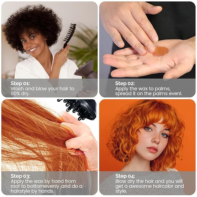 Orange Temporary Hair Color Wax - SOVONCARE Washable Hair Dye for Men & Women, All-Day Hold Disposable Hair Styling Clays for Party, Cosplay & Daily 4.23 oz