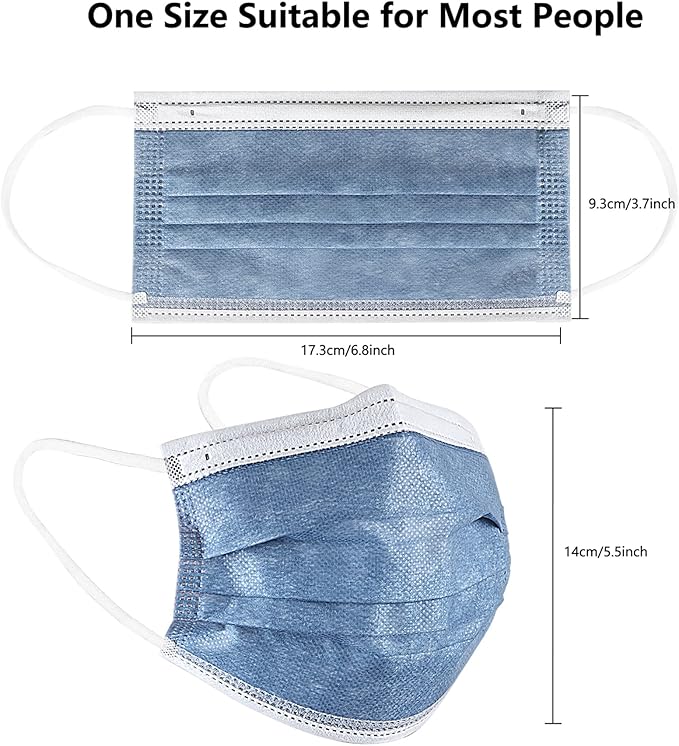 akgk Disposable Face Masks 100Pcs, 3 Layer Protective Face Mask Navy Blue Face Masks 100Pcs