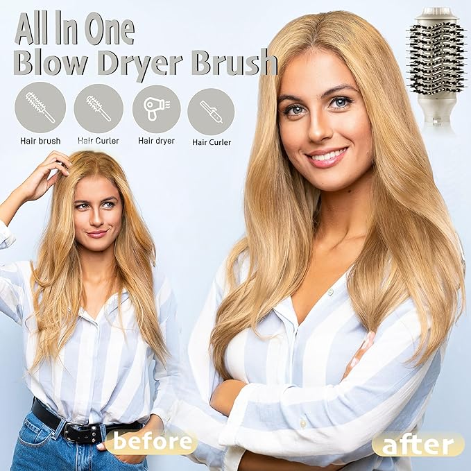 6-in-1 Ionic Hair Dryer Brush, Hot Air Styler 110,000 RPM High-Speed Frizz-Free Auto Wrap Curlers, Blow Dryer Multi Air Styler Wrap for Fast Drying Straightening Volumizing Curling Styling