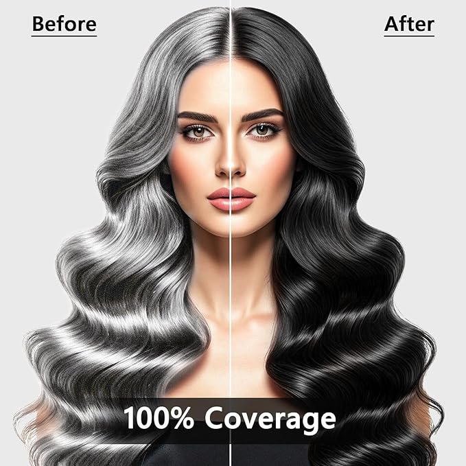 Black Hair Dye Shampoo 3 in 1, Herbal Ingredients Hair Color Shampoo for Cover Grey Hair, Hair Dye for Men and Women