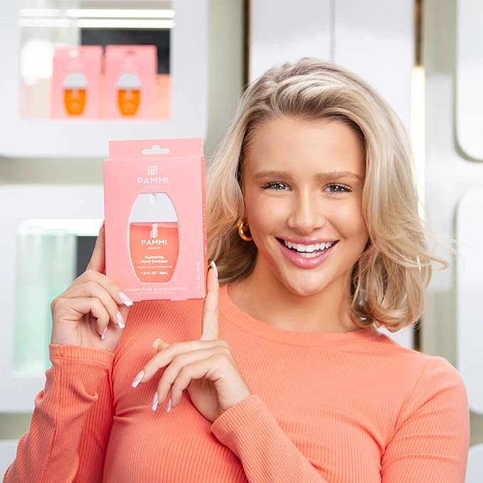 PAMMI Power Mist Hydrating Hand Sanitizer Spray, Portable Travel Size Pocket Hand Sanitizer, Scented Handsanitizer Mini Spray For Car - 600 Sprays (2 Packs (Guava))