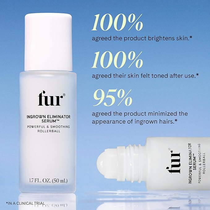 Fur Ingrown Eliminator Serum Rollerball - Powerful Ingrown Hair Treatment Serum With AHAs and BHAs to Treat and Prevent Ingrown Hairs and Bumps, Hydrates and Soothes Irritated Skin - 50 ml