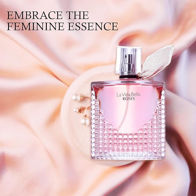 2PCS La Vida Bella Rose Perfume for Women Long Lasting Fragrance Eau de Parfum Floral & Sweet Women's Perfume Daily Used 3.4 Fluid Ounce