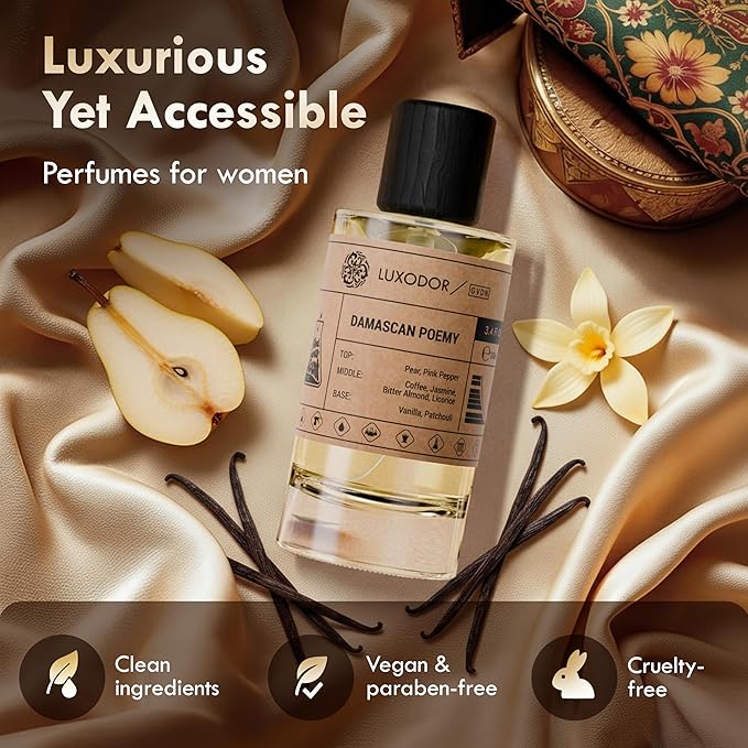 Inspired by Y S.L's B.lack O.pium - Damascus Poemy with perfume oil 10 ml Roll-On - pheromones perfumes for women cologne - dupes fragrances - Clean Paraben Free Vegan - 3.4 fl. oz (100ml)